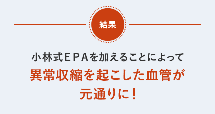 結果 小林式EPAを加えることによって異常収縮を起こした血管が元通りに！
